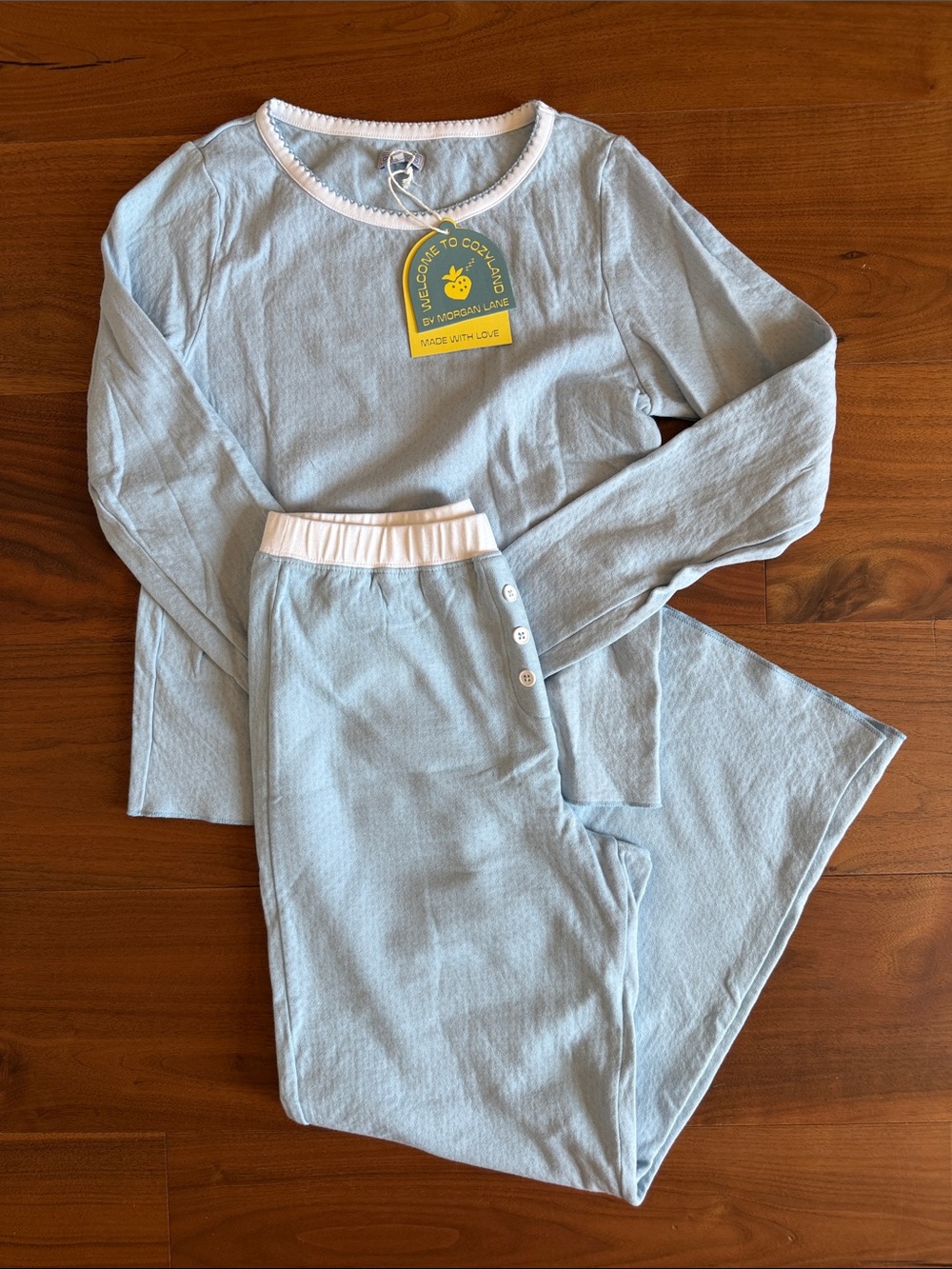 Cozyland by Morgan Lane Women’s Baby Blue Pointelle Pajama Set / Small